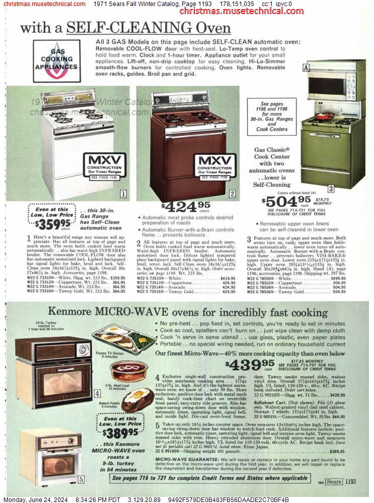 1971 Sears Fall Winter Catalog, Page 1193