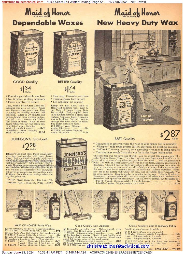 1945 Sears Fall Winter Catalog, Page 519