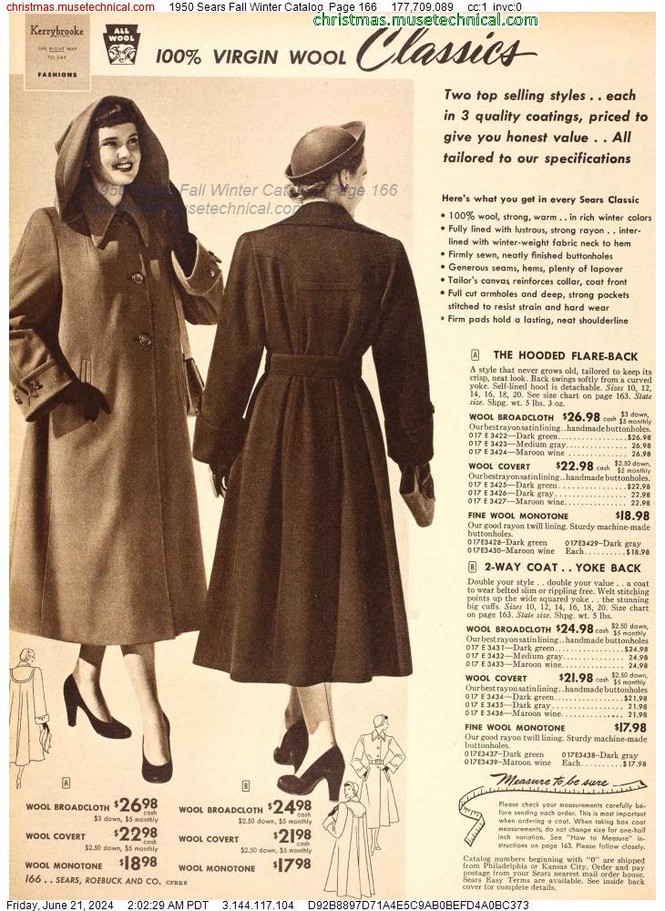 1950 Sears Fall Winter Catalog, Page 166