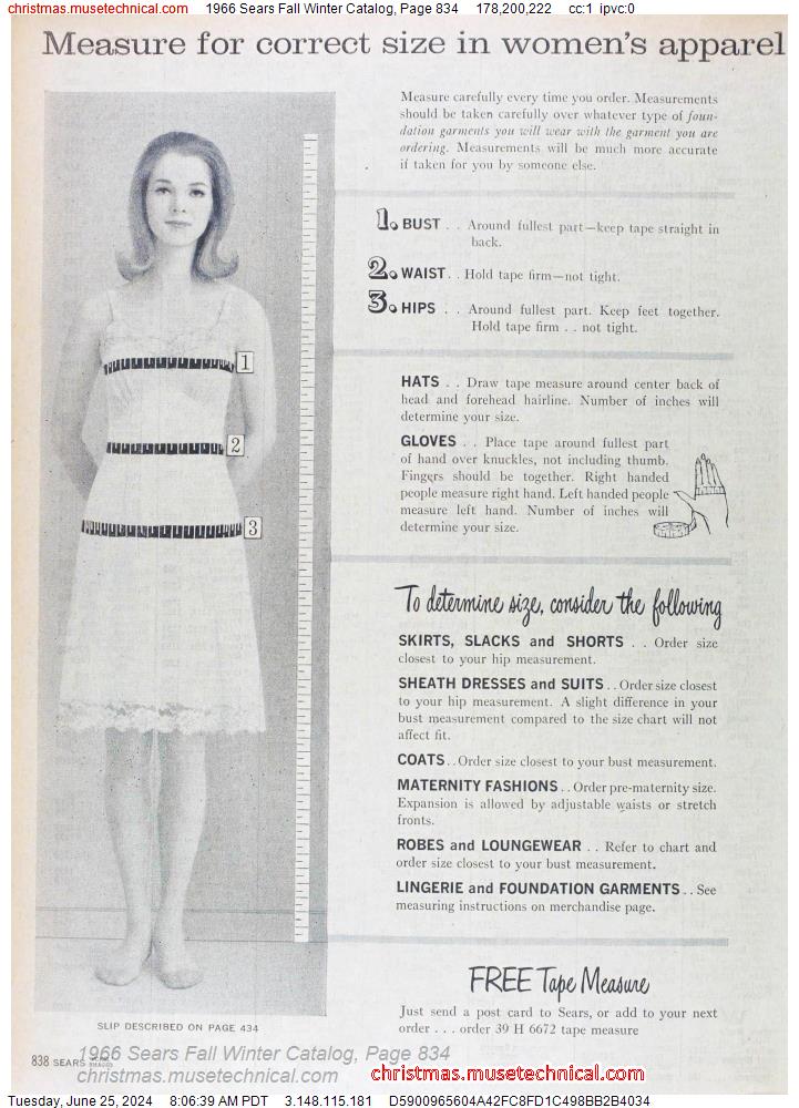 1966 Sears Fall Winter Catalog, Page 834