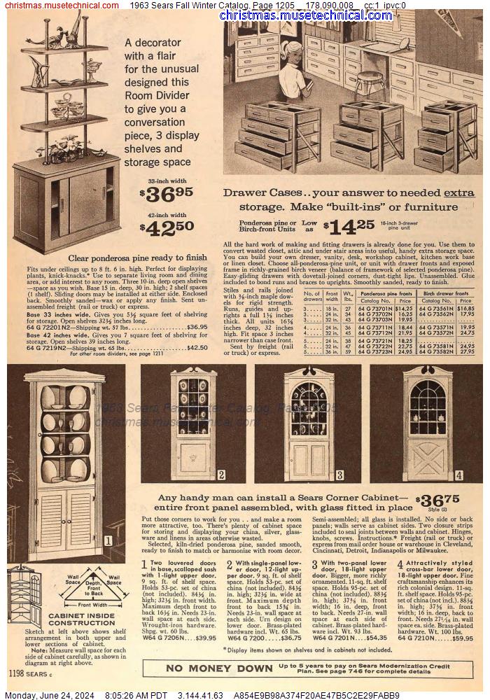 1963 Sears Fall Winter Catalog, Page 1205