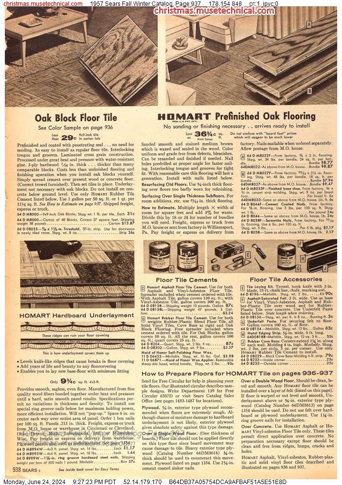 1957 Sears Fall Winter Catalog, Page 937