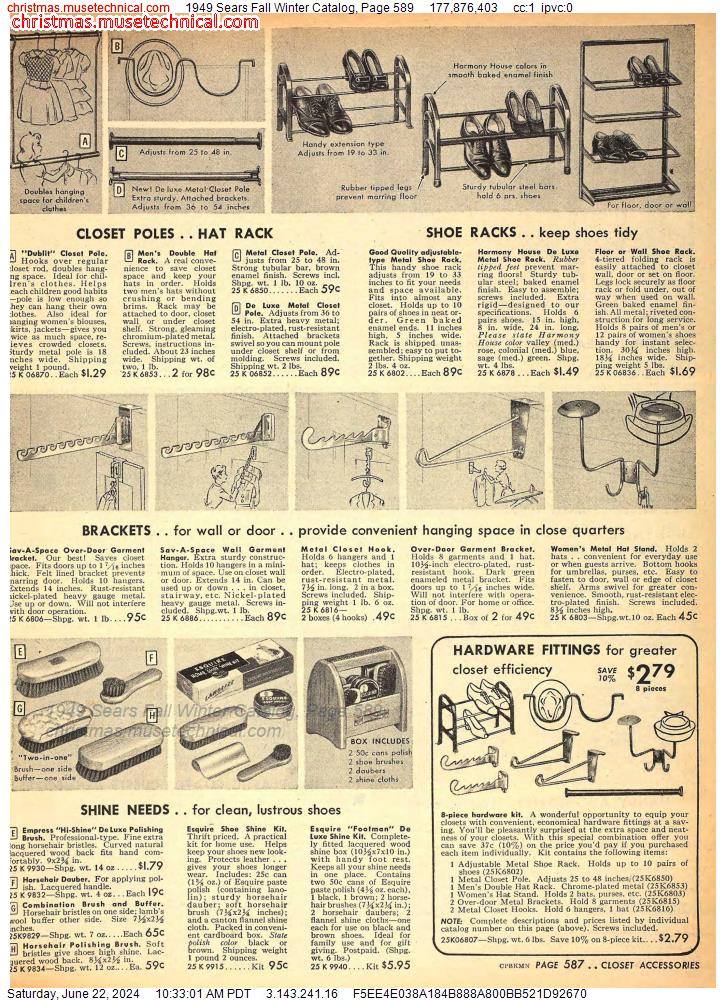 1949 Sears Fall Winter Catalog, Page 589