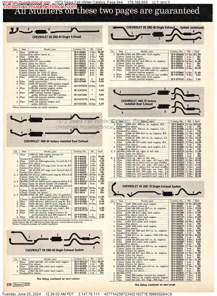 1972 Sears Fall Winter Catalog, Page 844