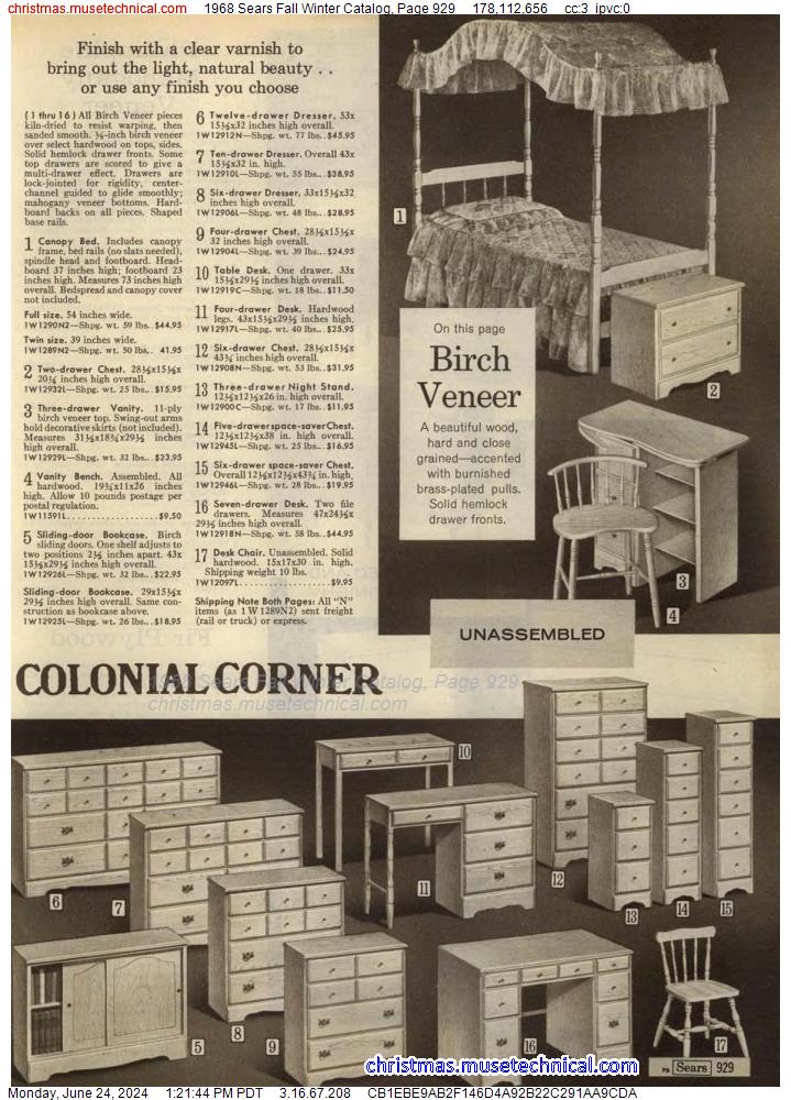 1968 Sears Fall Winter Catalog, Page 929