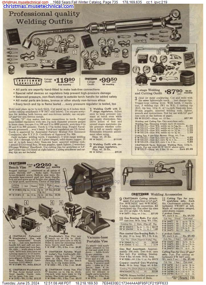 1968 Sears Fall Winter Catalog, Page 735