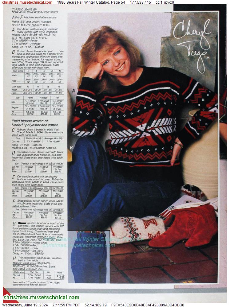 1986 Sears Fall Winter Catalog, Page 54