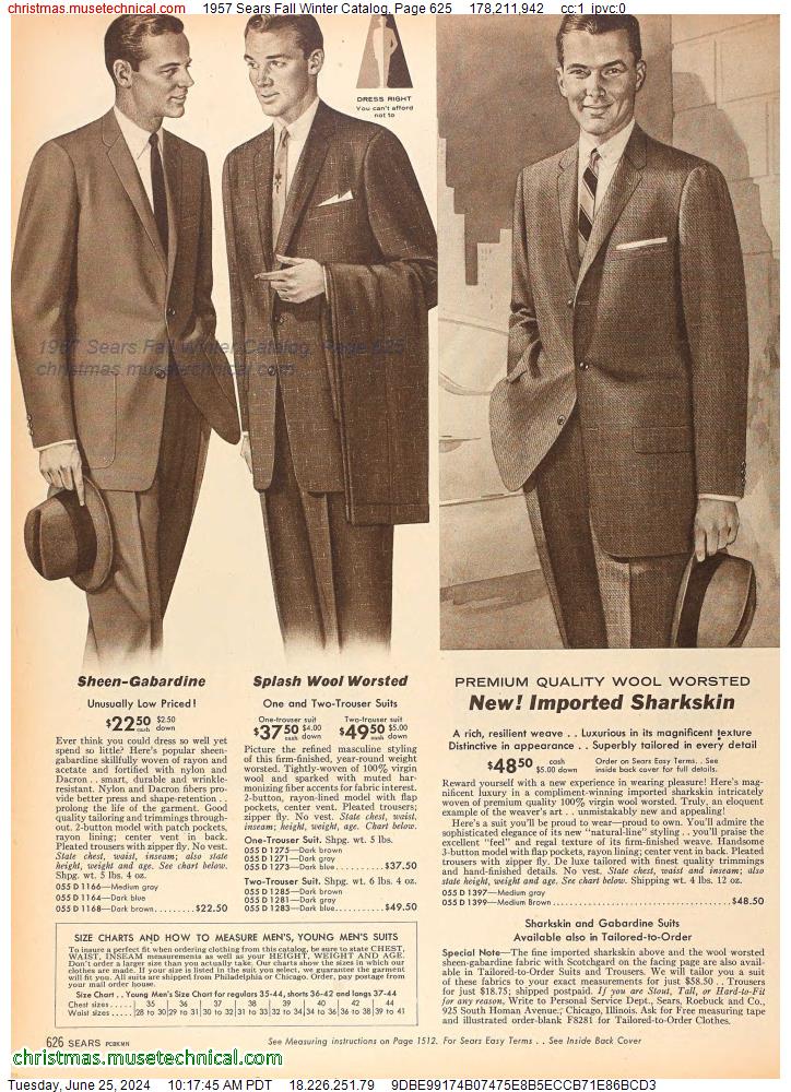 1957 Sears Fall Winter Catalog, Page 625