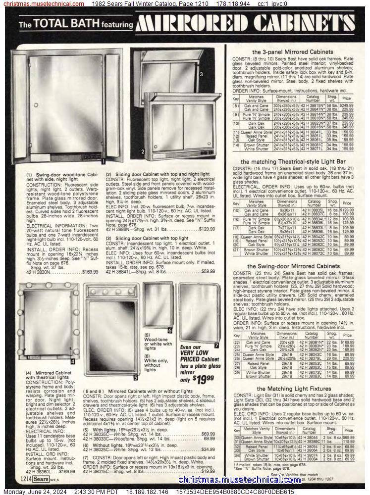 1982 Sears Fall Winter Catalog, Page 1210