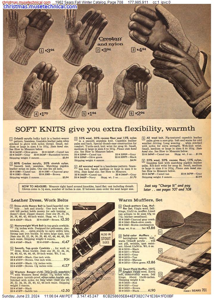 1962 Sears Fall Winter Catalog, Page 708