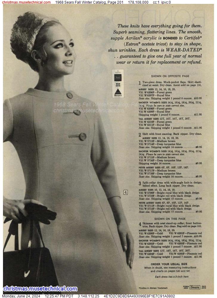 1968 Sears Fall Winter Catalog, Page 201