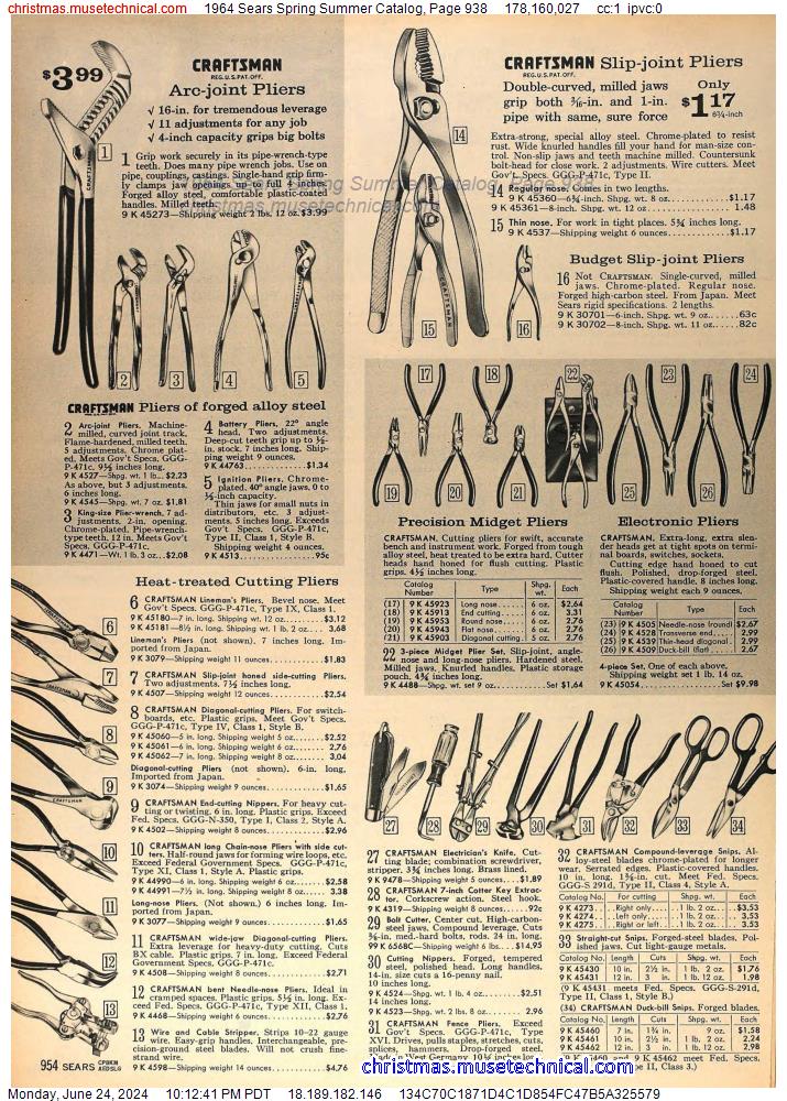 1964 Sears Spring Summer Catalog, Page 938