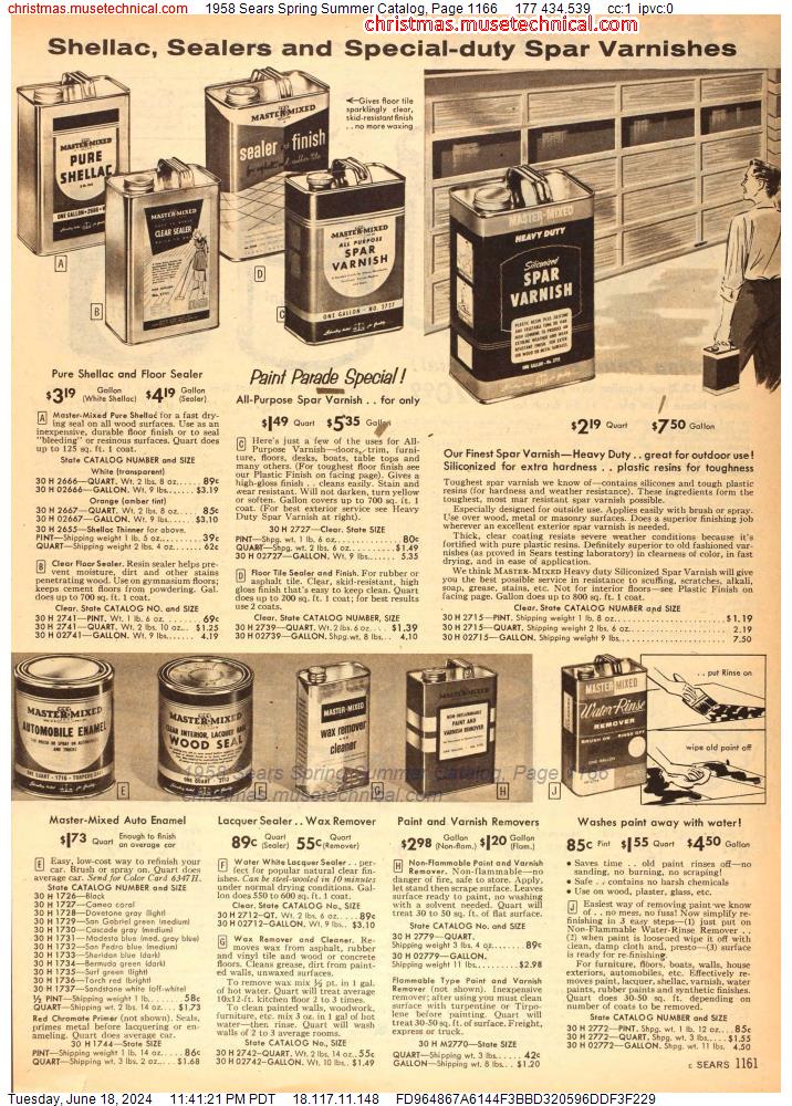 1958 Sears Spring Summer Catalog, Page 1166