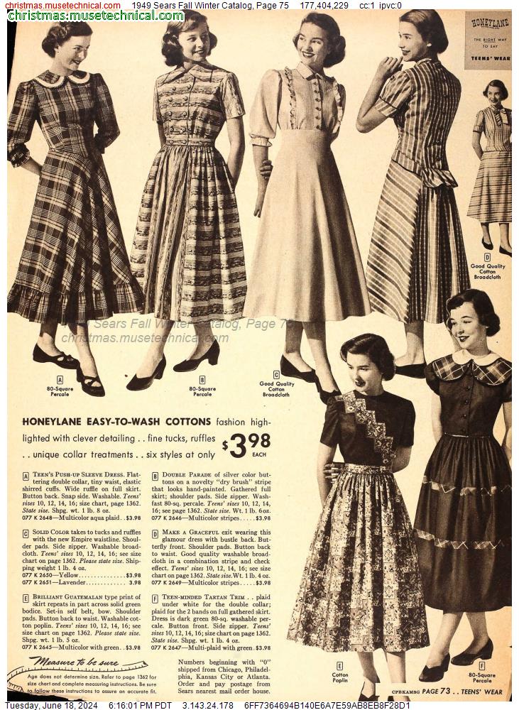 1949 Sears Fall Winter Catalog, Page 75