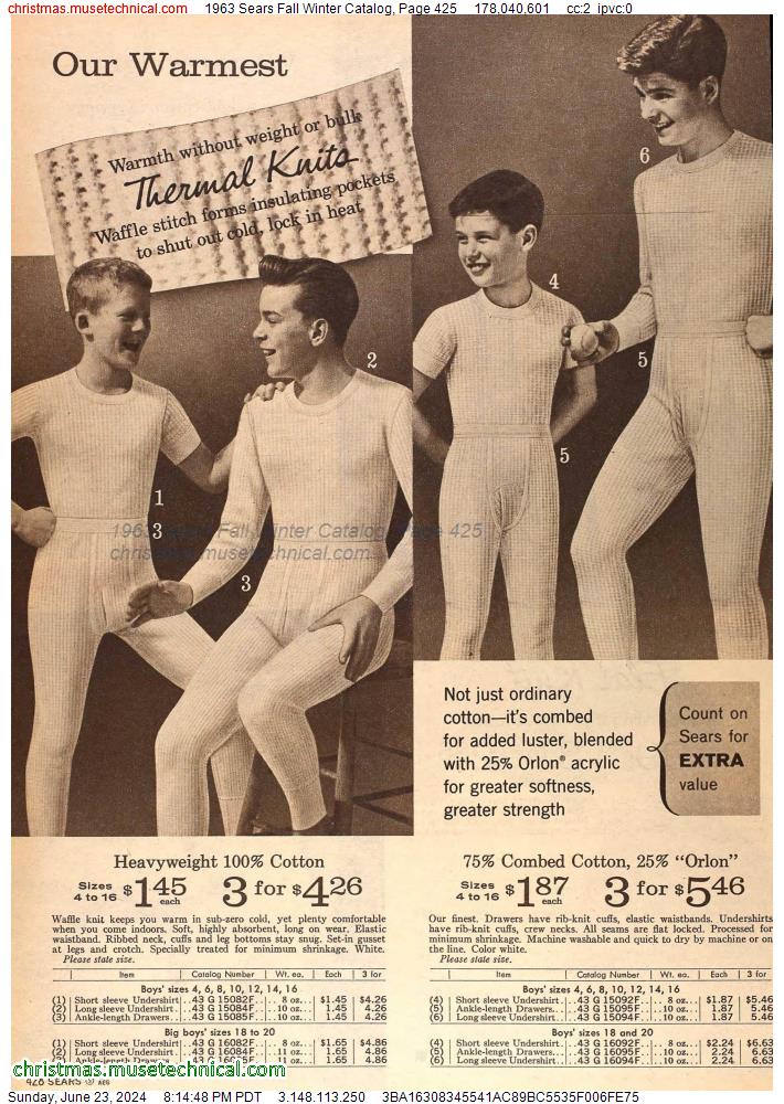 1963 Sears Fall Winter Catalog, Page 425