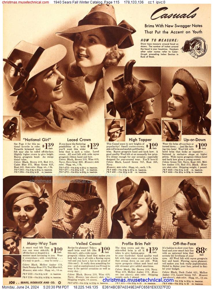 1940 Sears Fall Winter Catalog, Page 115