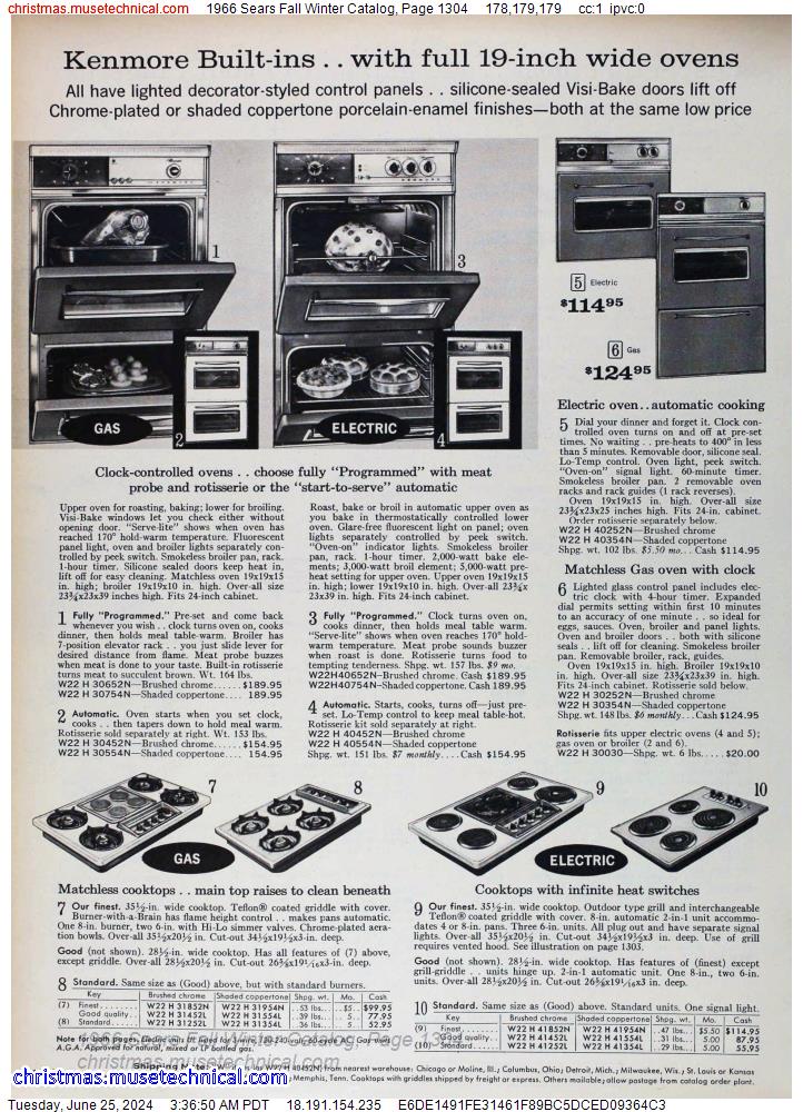 1966 Sears Fall Winter Catalog, Page 1304