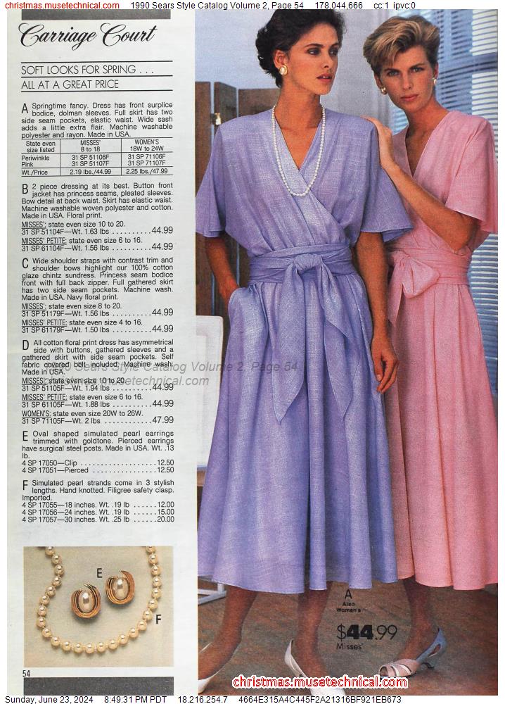 1990 Sears Style Catalog Volume 2, Page 54
