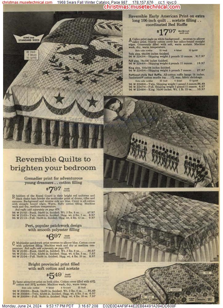 1968 Sears Fall Winter Catalog, Page 987