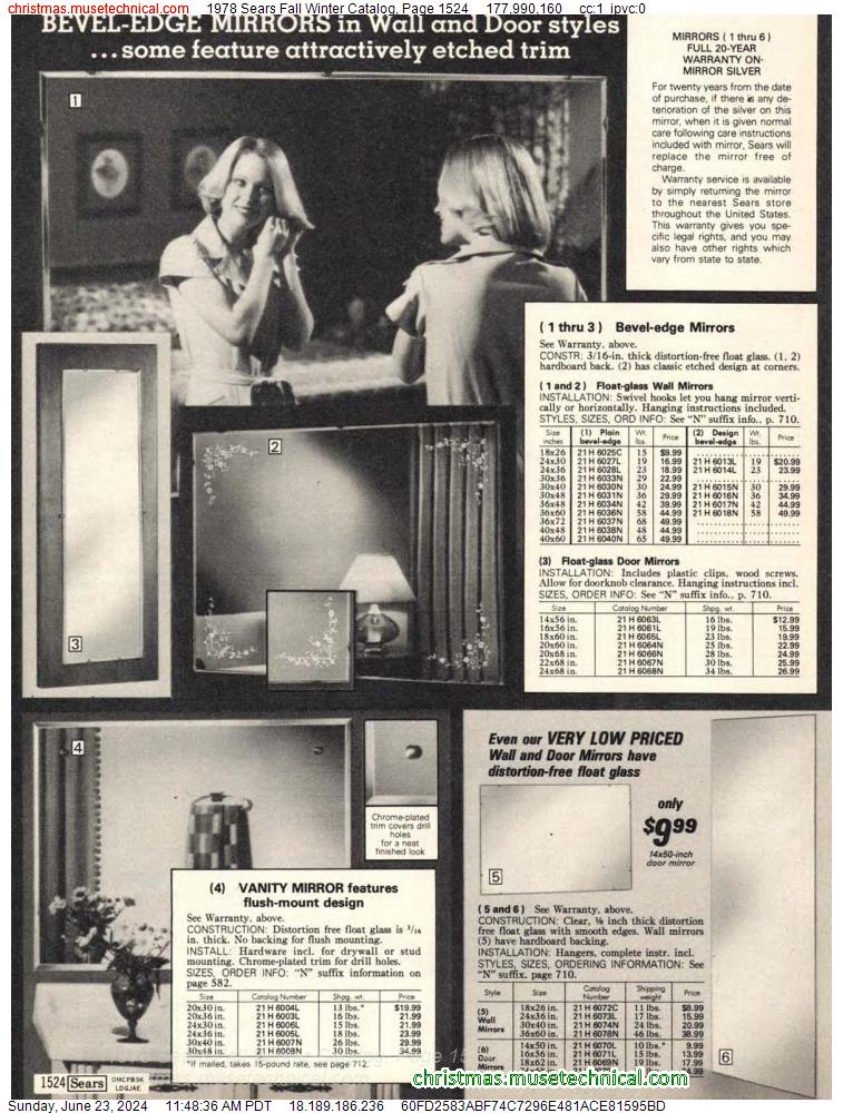 1978 Sears Fall Winter Catalog, Page 1524