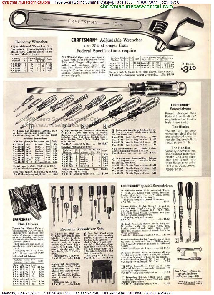 1969 Sears Spring Summer Catalog, Page 1035