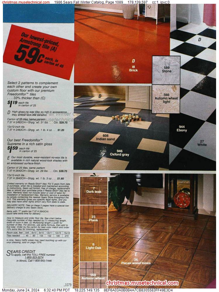 1986 Sears Fall Winter Catalog, Page 1089