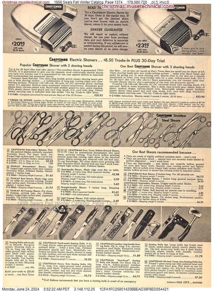 1956 Sears Fall Winter Catalog, Page 1374