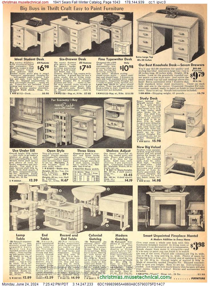 1941 Sears Fall Winter Catalog, Page 1043