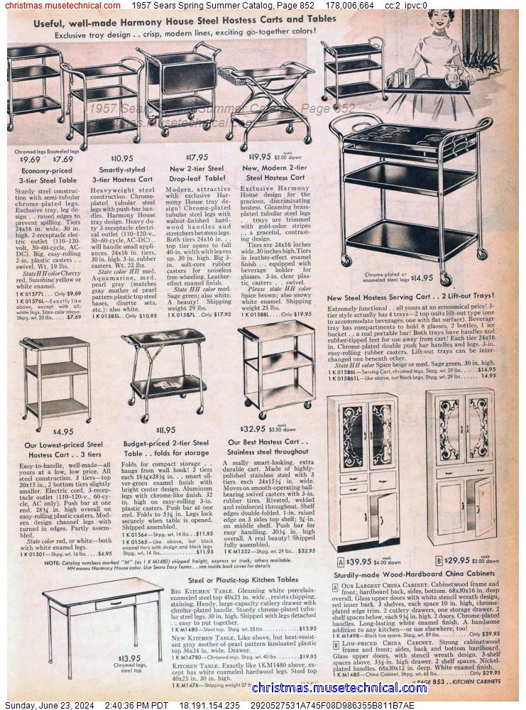 1957 Sears Spring Summer Catalog, Page 852