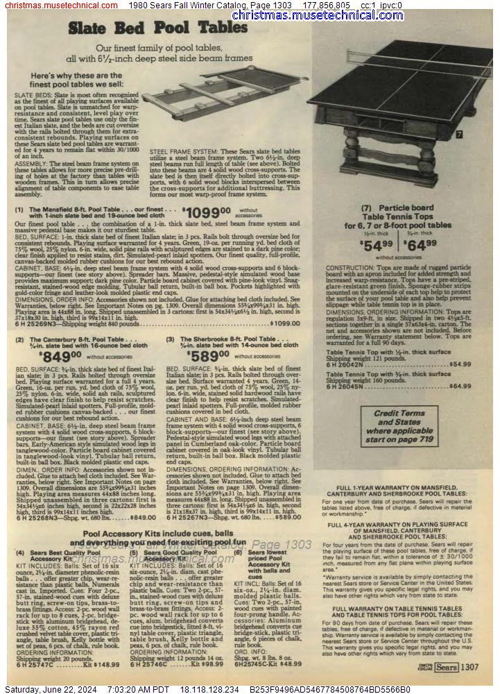 1980 Sears Fall Winter Catalog, Page 1303