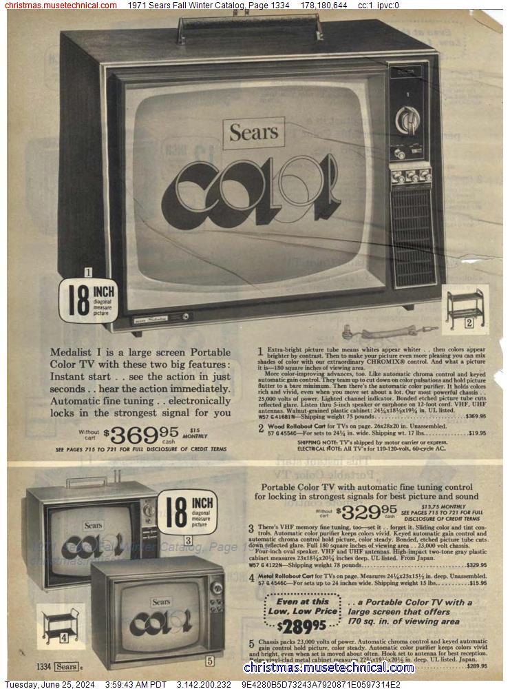 1971 Sears Fall Winter Catalog, Page 1334