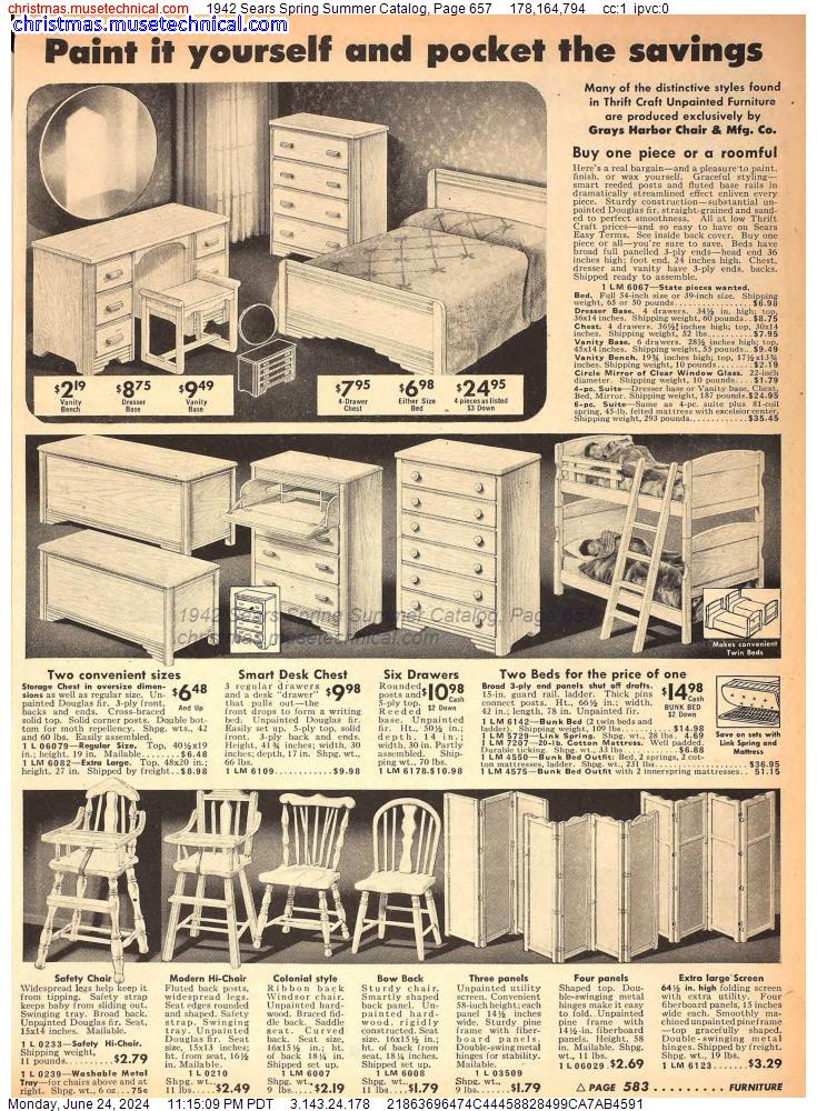 1942 Sears Spring Summer Catalog, Page 657