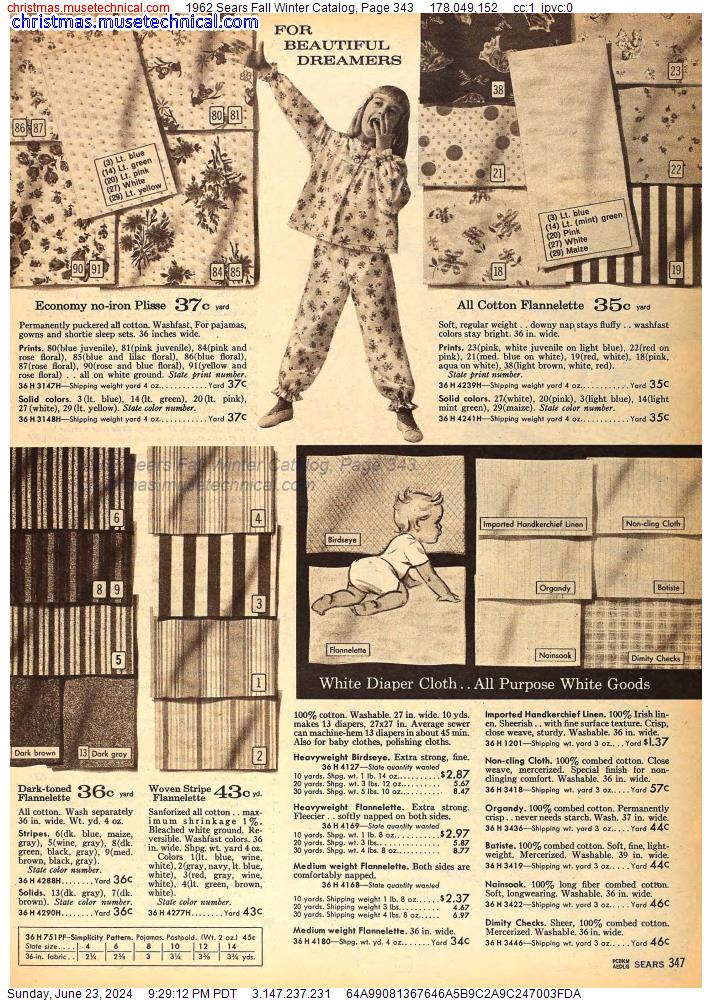 1962 Sears Fall Winter Catalog, Page 343