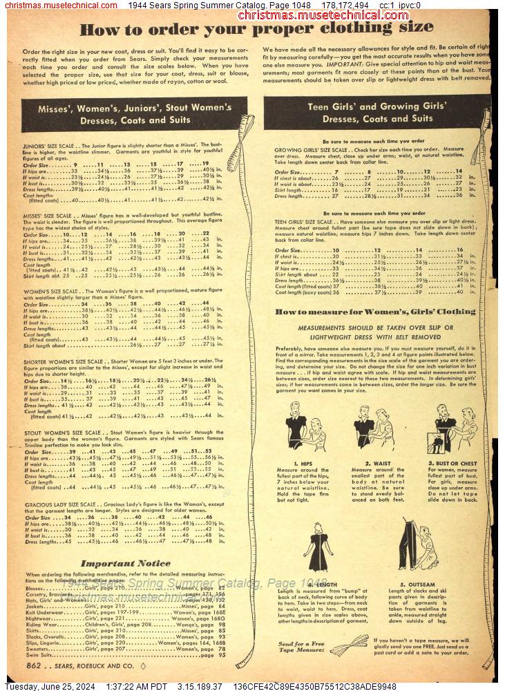1944 Sears Spring Summer Catalog, Page 1048