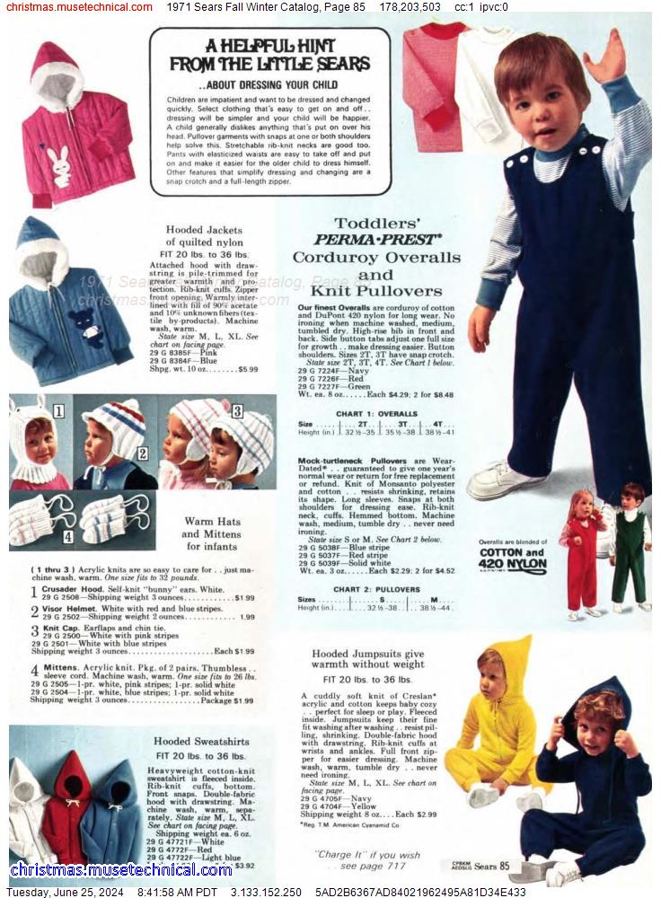 1971 Sears Fall Winter Catalog, Page 85