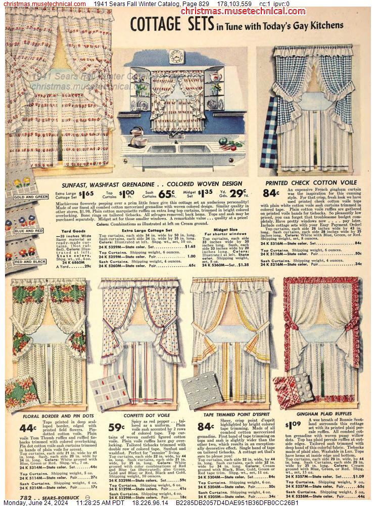 1941 Sears Fall Winter Catalog, Page 829