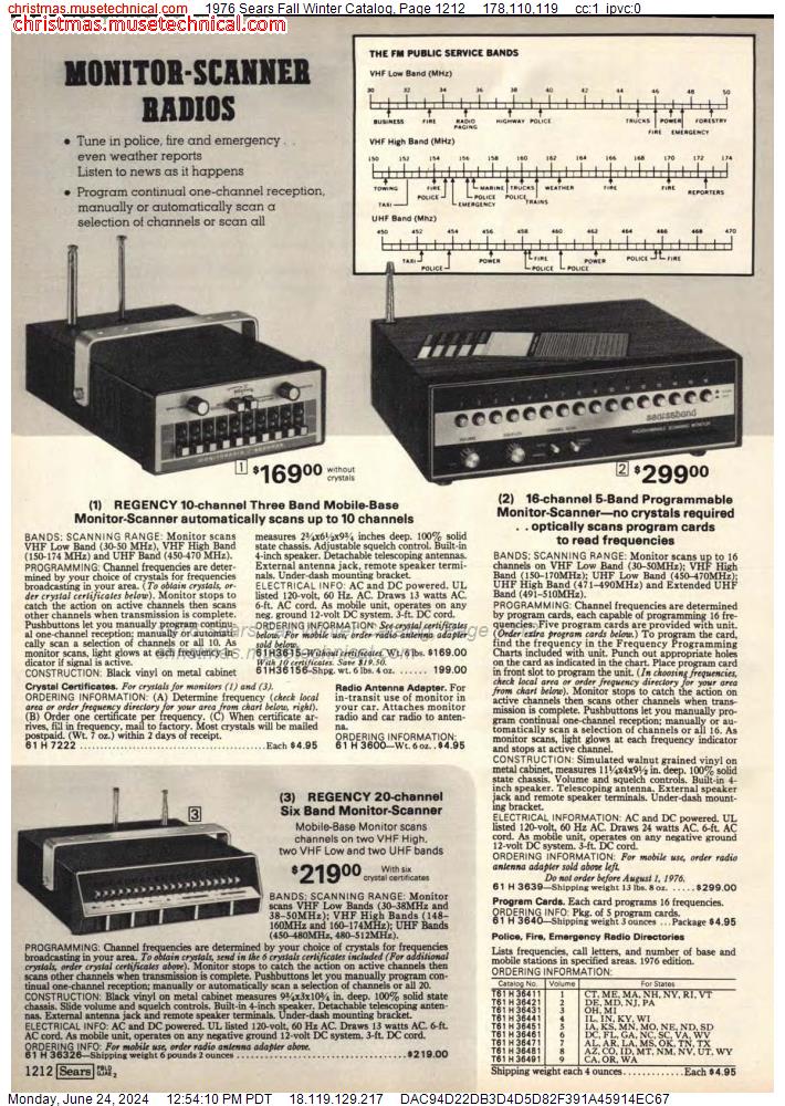 1976 Sears Fall Winter Catalog, Page 1212