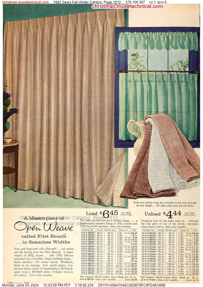 1962 Sears Fall Winter Catalog, Page 1512
