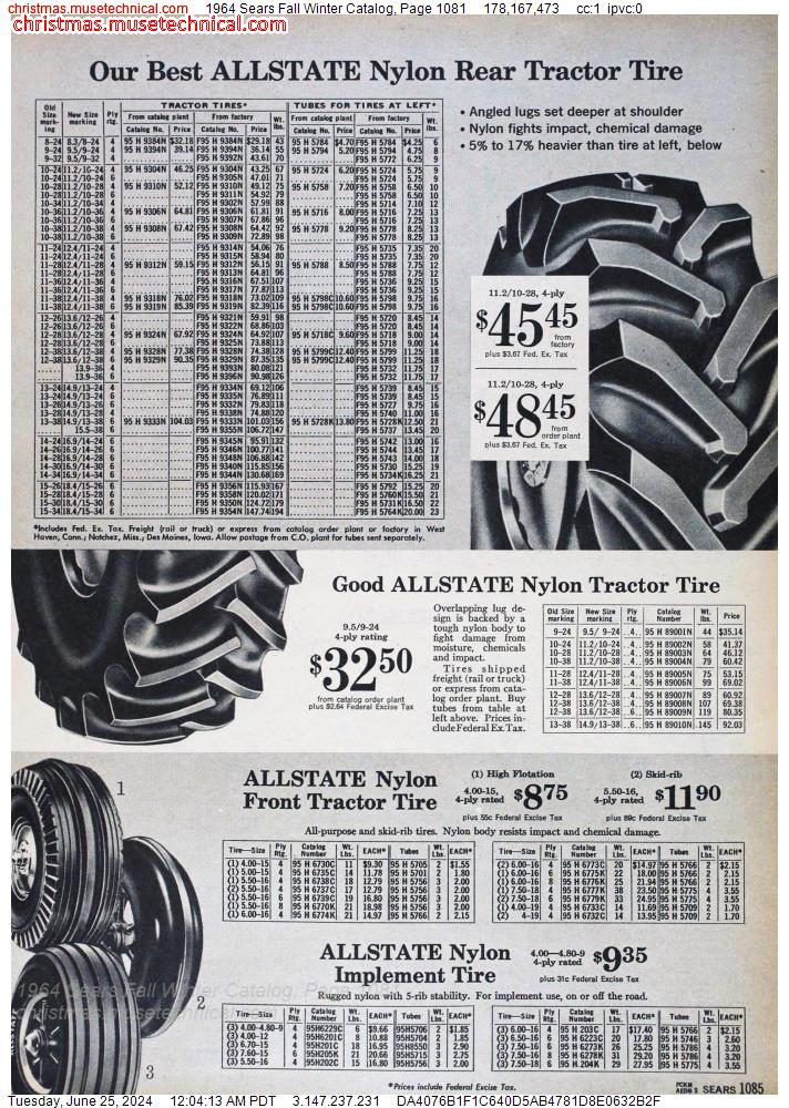 1964 Sears Fall Winter Catalog, Page 1081