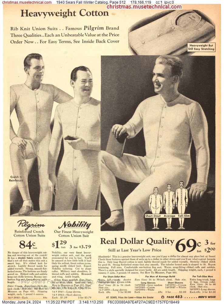 1940 Sears Fall Winter Catalog, Page 512
