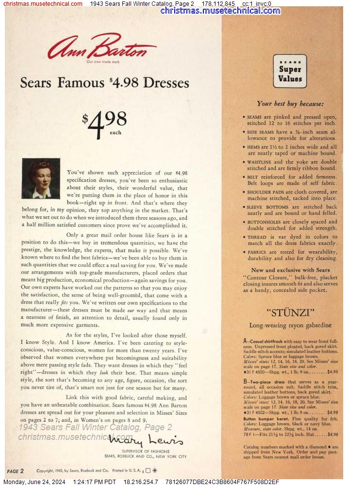 1943 Sears Fall Winter Catalog, Page 2