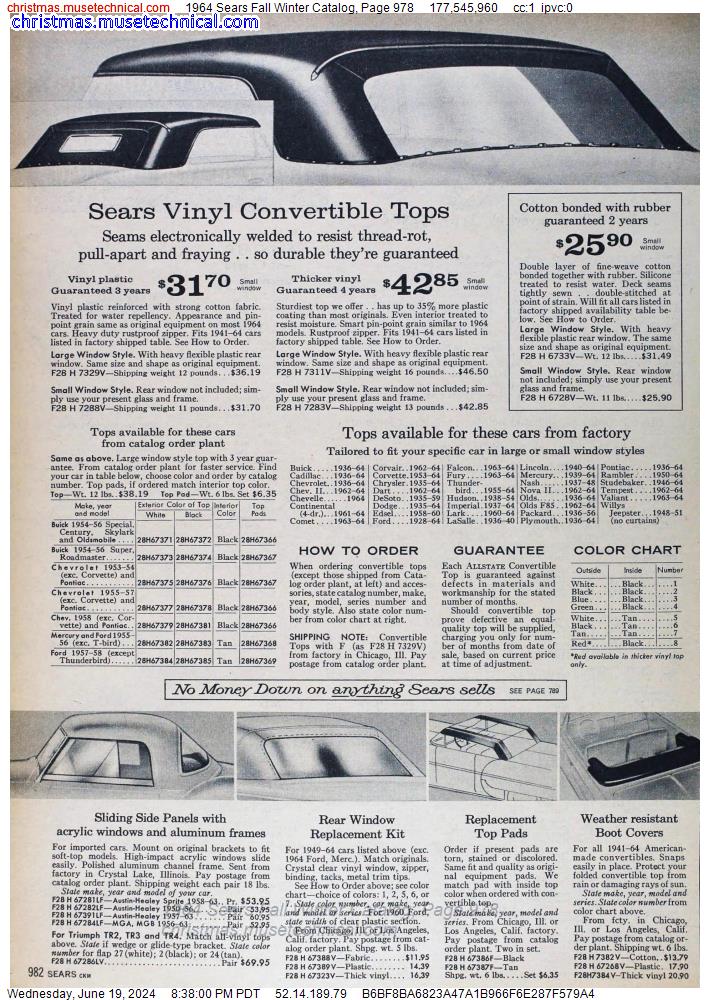 1964 Sears Fall Winter Catalog, Page 978