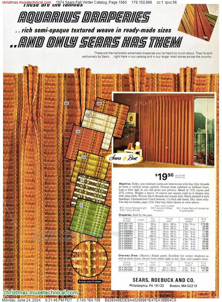 1974 Sears Fall Winter Catalog, Page 1560