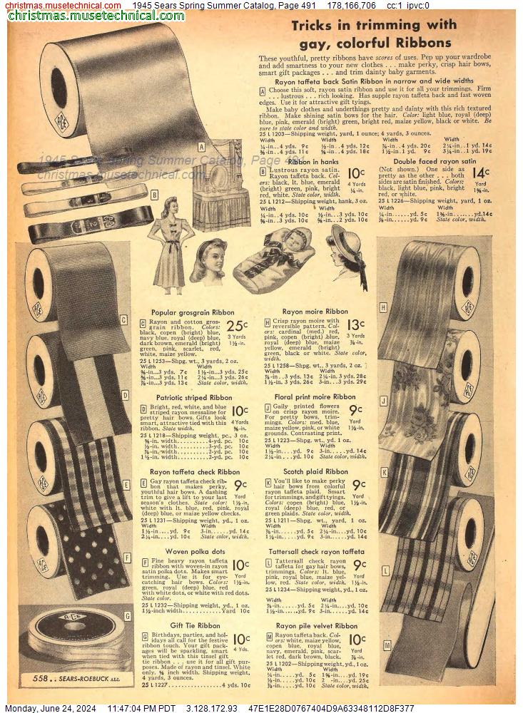 1945 Sears Spring Summer Catalog, Page 491