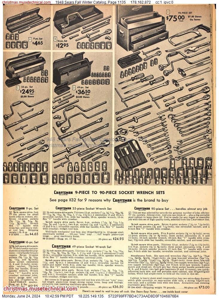 1948 Sears Fall Winter Catalog, Page 1135