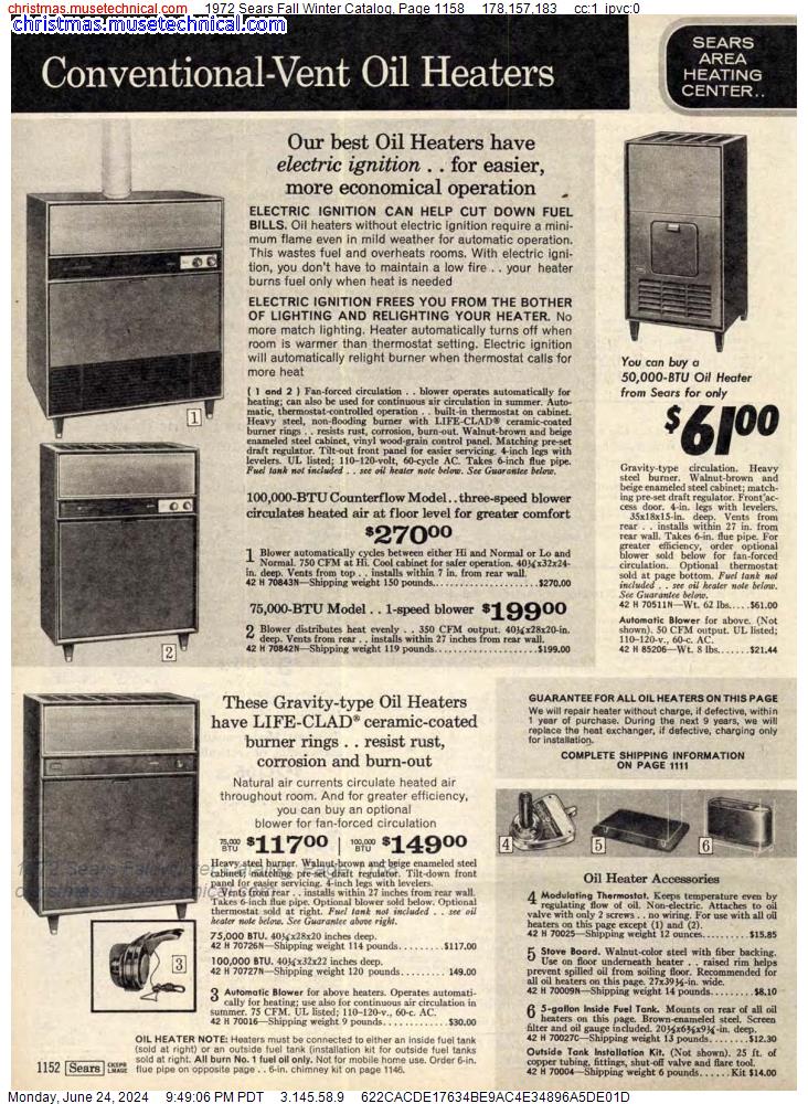 1972 Sears Fall Winter Catalog, Page 1158