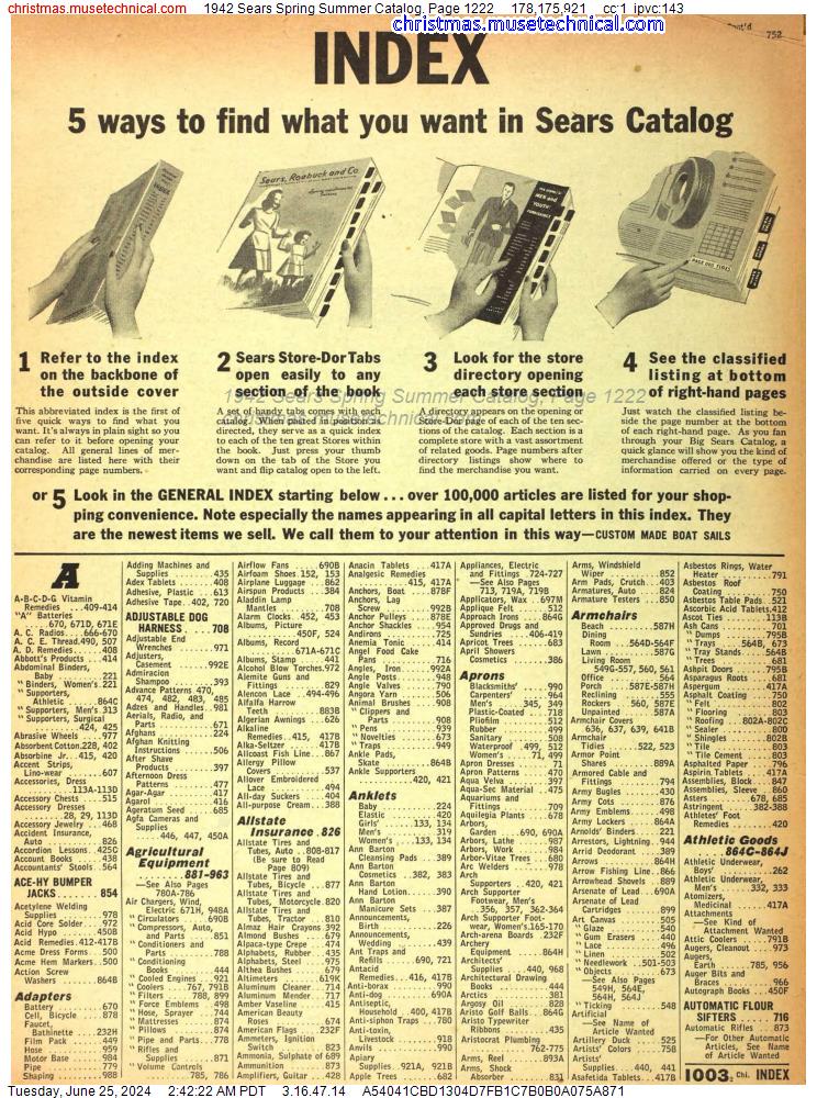1942 Sears Spring Summer Catalog, Page 1222