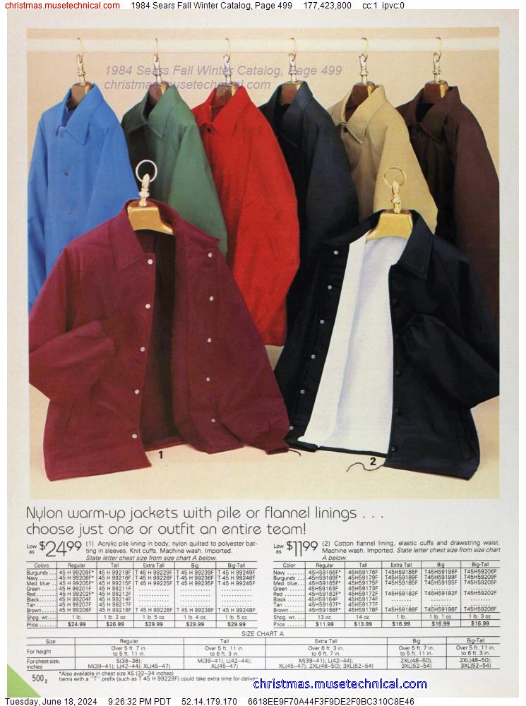 1984 Sears Fall Winter Catalog, Page 499