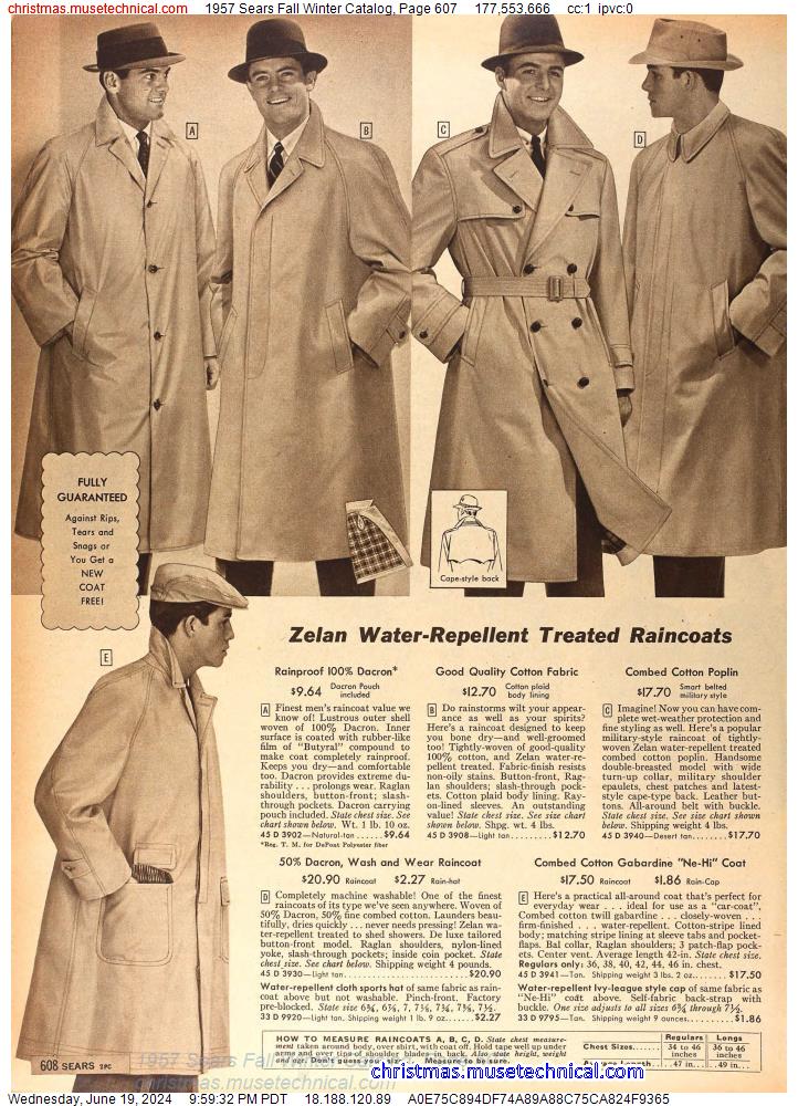 1957 Sears Fall Winter Catalog, Page 607