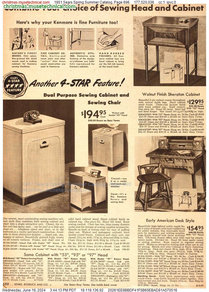1951 Sears Spring Summer Catalog, Page 696